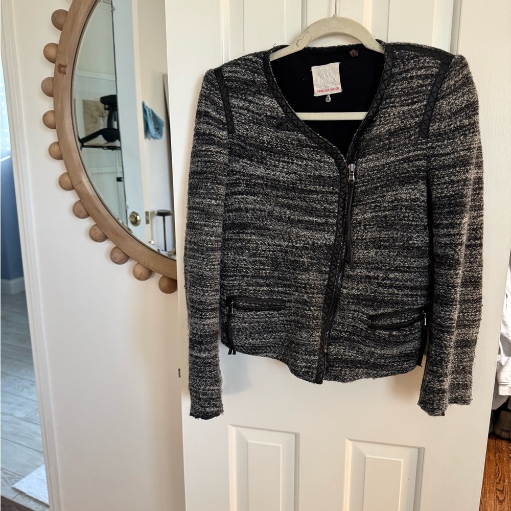 Rebecca Taylor Black and Gray Tweed Blazer